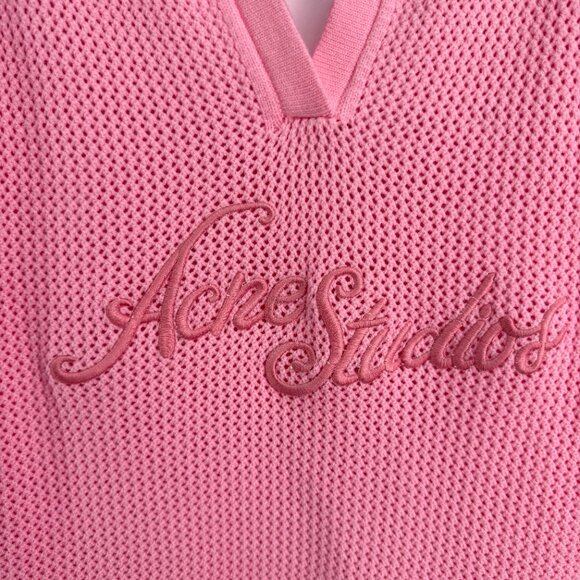 Acne Studios 2026 New Pink Mesh Polo Shirt - Picture 3 of 8